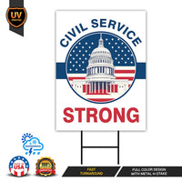 Civil Service Strong Yard Sign - Resist Hate Lawn Sign, Anti-Trump Sign, Resist Racism, Resist Fascism Yard Sign with Metal H-Stake