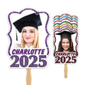 Custom Face Fans With Wooden Handle, Graduation Head, Grad Face Fans, Class of 2025 Head Fans, Graduation Faces on a Stick