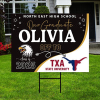 Personalized College Bound Yard Sign, College Logo Sign, Class of 2025 Custom Graduate College University Bound Yard Sign with Metal H-Stake