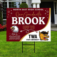 Personalized College Bound Yard Sign, College Logo Sign, Class of 2025 Custom Graduate College University Bound Yard Sign with Metal H-Stake