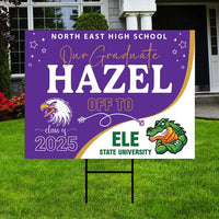 Personalized College Bound Yard Sign, College Logo Sign, Class of 2025 Custom Graduate College University Bound Yard Sign with Metal H-Stake