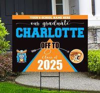Personalized College Bound Yard Sign, College Logo Sign, Class of 2025 Custom Graduate College University Bound Yard Sign with Metal H-Stake