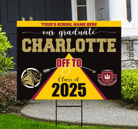 Personalized College Bound Yard Sign, College Logo Sign, Class of 2025 Custom Graduate College University Bound Yard Sign with Metal H-Stake
