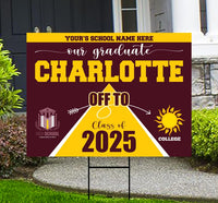 Personalized College Bound Yard Sign, College Logo Sign, Class of 2025 Custom Graduate College University Bound Yard Sign with Metal H-Stake