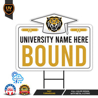 Personalized College Bound Yard Sign, College Logo Sign, Custom Graduate College University Bound Yard Sign with Metal H-Stake