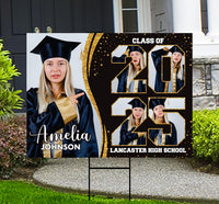 Personalized Graduation Yard Sign 2025 with Photo, 2025 Senior Grad Sign, Class of 2025, Custom Graduation 2025 Yard Sign with Metal H-Stake