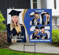 Personalized Graduation Yard Sign 2025 with Photo, 2025 Senior Grad Sign, Class of 2025, Custom Graduation 2025 Yard Sign with Metal H-Stake