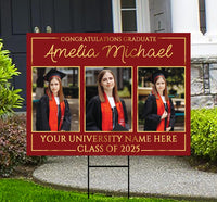 Personalized Graduation Yard Sign 2025 with Photo - Grad Sign, Class of 2025, Custom Graduation 2025 Yard Sign with Metal H-Stake