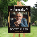 Personalized Forever in Our Hearts Funeral Sign, Memorial Yard Sign Foamcore, PVC, Acrylic, Polystyrene, Celebration of Life Decor