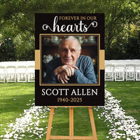 Personalized Forever in Our Hearts Funeral Sign, Memorial Yard Sign Foamcore, PVC, Acrylic, Polystyrene, Celebration of Life Decor