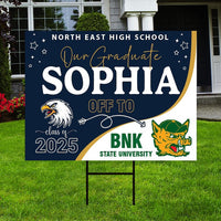 Personalized College Bound Yard Sign, College Logo Sign, Class of 2025 Custom Graduate College University Bound Yard Sign with Metal H-Stake