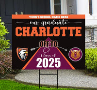 Personalized College Bound Yard Sign, College Logo Sign, Class of 2025 Custom Graduate College University Bound Yard Sign with Metal H-Stake