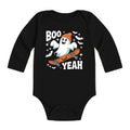 Boo Yeah Baby Bodysuit, Retro Ghost Baby Shirt, Halloween Toddler Sweatshirt - Skater Themed Outfit, Cute Spooky Fall Baby Clothes