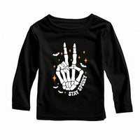 Stay Spooky Edgy Skeleton Baby Shirt, Baby Bodysuit, Boys Halloween Toddler Sweatshirt - Peace Sign Outfit, Cool Spooky Baby Clothes