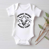 Chubby Thighs Spooky Vibes Funny Retro Baby Shirt, Baby Bodysuit, Halloween Toddler Sweatshirt - Cute Chunky Baby Fall Outfit