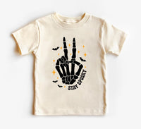 Stay Spooky Edgy Skeleton Baby Shirt, Baby Bodysuit, Boys Halloween Toddler Sweatshirt - Peace Sign Outfit, Cool Spooky Baby Clothes