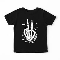 Stay Spooky Edgy Skeleton Baby Shirt, Baby Bodysuit, Boys Halloween Toddler Sweatshirt - Peace Sign Outfit, Cool Spooky Baby Clothes