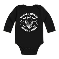 Chubby Thighs Spooky Vibes Funny Retro Baby Shirt, Baby Bodysuit, Halloween Toddler Sweatshirt - Cute Chunky Baby Fall Outfit