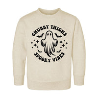 Chubby Thighs Spooky Vibes Funny Retro Baby Shirt, Baby Bodysuit, Halloween Toddler Sweatshirt - Cute Chunky Baby Fall Outfit