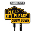 2 Pack Please Slow Down Yard Sign with 16