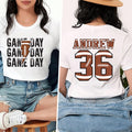 Personalized Football Game Day Short Sleeve T-Shirt, Two Sided
