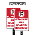 2 Pack No Parking This Space Is Reserved Yard Sign with 16