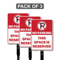 3 Pack No Parking This Space Is Reserved Yard Sign with 16