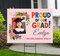 Personalized Kid Elementary Graduation 2026 Yard Sign with Photo, Preschool Sign, Class of 2026, Custom Grad Lawn Signage with Metal H-Stake