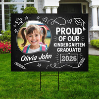 Personalized Kid Elementary Graduation 2026 Yard Sign with Photo, Preschool Sign, Class of 2026, Custom Grad Lawn Signage with Metal H-Stake