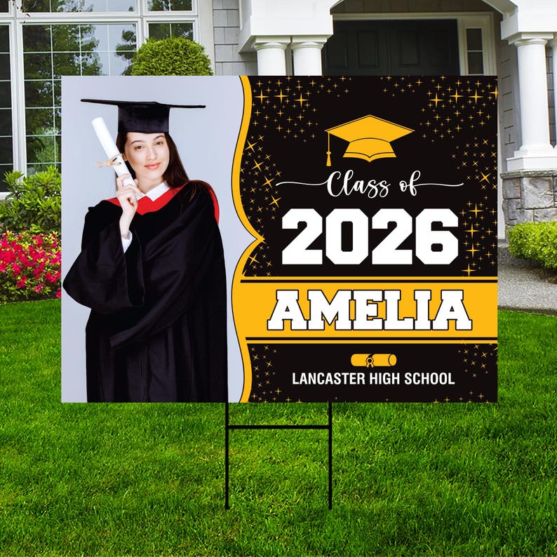 Personalized Graduation Yard Sign 2026 with Photo, 2026 Senior Grad Si ...