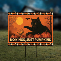 Subtle Anti-Trump Halloween No Kings Yard Sign, Resist Hate Lawn Sign, Anti-Trump Sign, Black Cat Resist Racism Yard Sign with Metal H-Stake