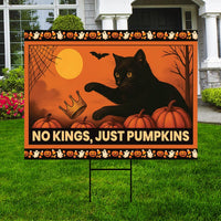 Subtle Anti-Trump Halloween No Kings Yard Sign, Resist Hate Lawn Sign, Anti-Trump Sign, Black Cat Resist Racism Yard Sign with Metal H-Stake