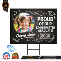 Personalized Kid Elementary Graduation 2026 Yard Sign with Photo, Preschool Sign, Class of 2026, Custom Grad Lawn Signage with Metal H-Stake