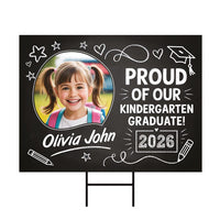 Personalized Kid Elementary Graduation 2026 Yard Sign with Photo, Preschool Sign, Class of 2026, Custom Grad Lawn Signage with Metal H-Stake