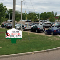 Stay Off Grass Yard Sign 10” x 14” - Rust-free Aluminum Off Grass Sign for Lawn, Please Keep Off The Grass Yard Sign with Integrated Stake