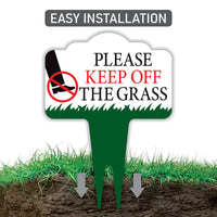 Stay Off Grass Yard Sign 10” x 14” - Rust-free Aluminum Off Grass Sign for Lawn, Please Keep Off The Grass Yard Sign with Integrated Stake