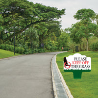Stay Off Grass Yard Sign 10” x 14” - Rust-free Aluminum Off Grass Sign for Lawn, Please Keep Off The Grass Yard Sign with Integrated Stake
