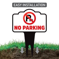 No Parking Yard Sign 10” x 14” - Rust-free Aluminum No Parking Sign for Lawn, Please Do Not Park Yard Sign with Integrated Stake