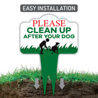 Please Clean Up After Your Dog Yard Sign 10”x14” - Rust-free Aluminum Clean Up Sign for Lawn, No Pooping Dog Yard Sign with Integrated Stake
