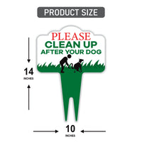 Please Clean Up After Your Dog Yard Sign 10”x14” - Rust-free Aluminum Clean Up Sign for Lawn, No Pooping Dog Yard Sign with Integrated Stake