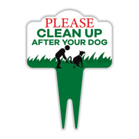 Please Clean Up After Your Dog Yard Sign 10”x14” - Rust-free Aluminum Clean Up Sign for Lawn, No Pooping Dog Yard Sign with Integrated Stake
