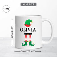 Personalized Christmas Coffee Mug, Customized Name Elf Mug, Xmas Coffee Mug Gift, Mug With Custom Name, Christmas Hot Chocolate Mugs