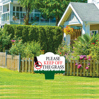 Stay Off Grass Yard Sign 10” x 14” - Rust-free Aluminum Off Grass Sign for Lawn, Please Keep Off The Grass Yard Sign with Integrated Stake