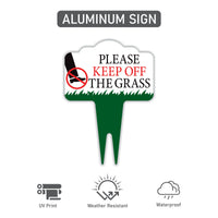 Stay Off Grass Yard Sign 10” x 14” - Rust-free Aluminum Off Grass Sign for Lawn, Please Keep Off The Grass Yard Sign with Integrated Stake