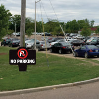 No Parking Yard Sign 10” x 14” - Rust-free Aluminum No Parking Sign for Lawn, Please Do Not Park Yard Sign with Integrated Stake
