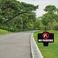 No Parking Yard Sign 10” x 14” - Rust-free Aluminum No Parking Sign for Lawn, Please Do Not Park Yard Sign with Integrated Stake