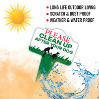 Please Clean Up After Your Dog Yard Sign 10”x14” - Rust-free Aluminum Clean Up Sign for Lawn, No Pooping Dog Yard Sign with Integrated Stake