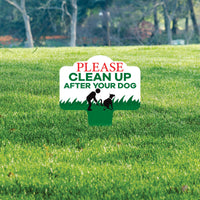 Please Clean Up After Your Dog Yard Sign 10”x14” - Rust-free Aluminum Clean Up Sign for Lawn, No Pooping Dog Yard Sign with Integrated Stake