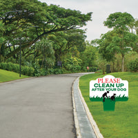 Please Clean Up After Your Dog Yard Sign 10”x14” - Rust-free Aluminum Clean Up Sign for Lawn, No Pooping Dog Yard Sign with Integrated Stake