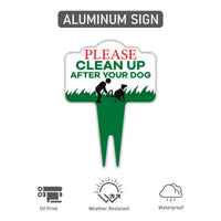 Please Clean Up After Your Dog Yard Sign 10”x14” - Rust-free Aluminum Clean Up Sign for Lawn, No Pooping Dog Yard Sign with Integrated Stake